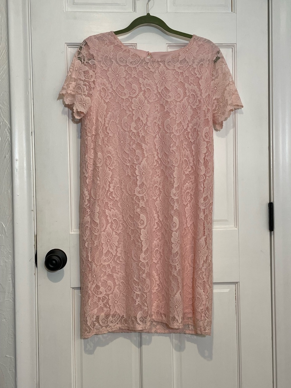 Juicy Couture Blush Pink floral Lace Shift Dress Sz L feminine quiet Luxury